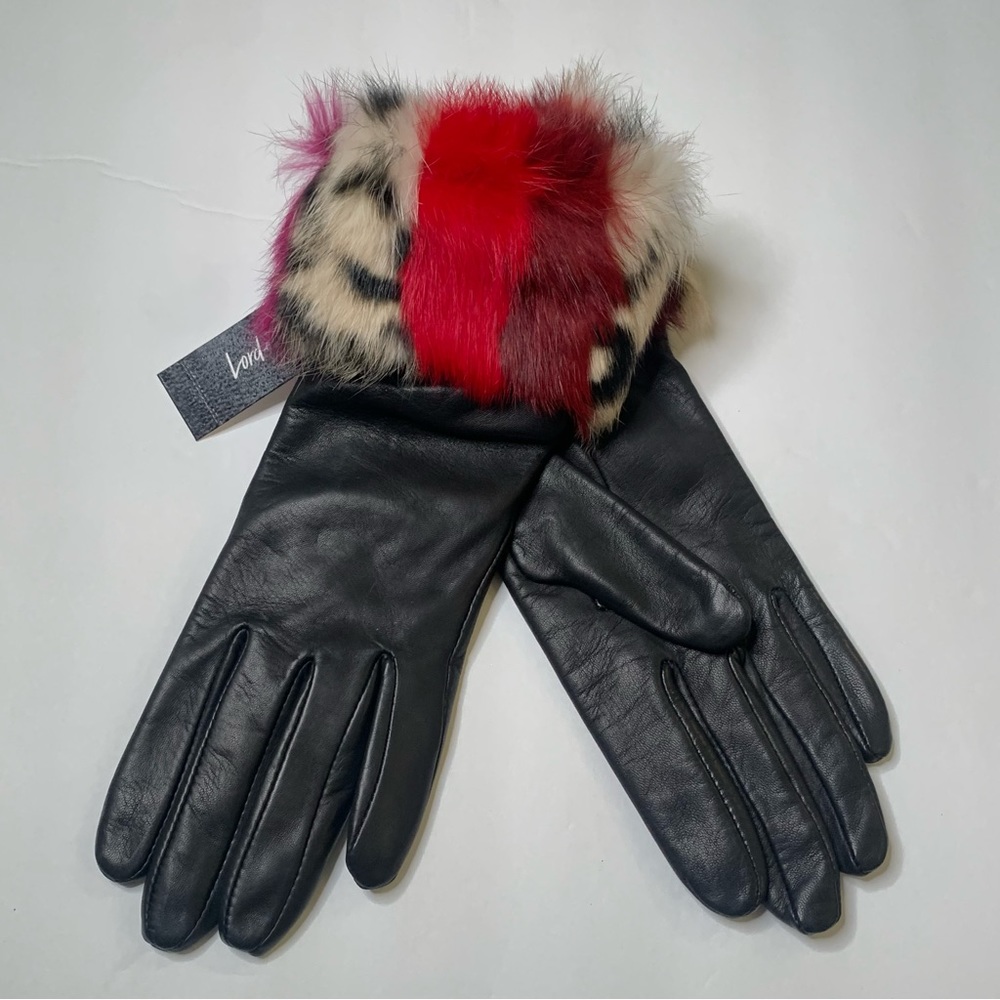 Lord & Taylor Genuine Leather & Fur Womens Gloves - Picture 2 of 4